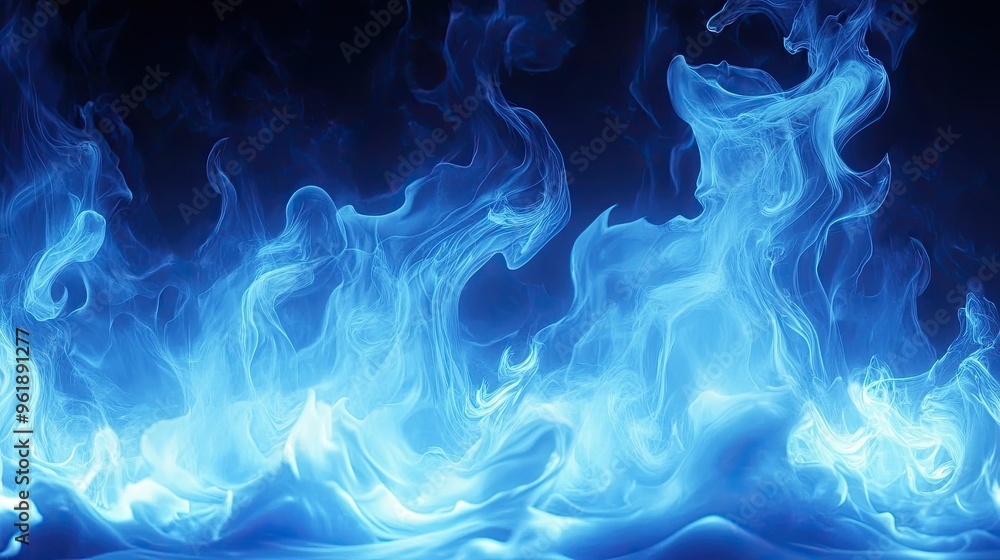 Fototapeta premium Blue flames background. Abstract background blue white flames cartoon anime
