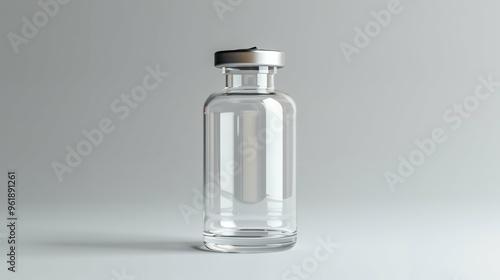 Pristine Empty Glass Medical Bottle Perfect for Pharmaceutical and Health Product Presentations on a Pure White Background