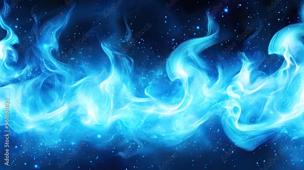 Fototapeta premium Blue flames background. Abstract background blue white flames cartoon anime