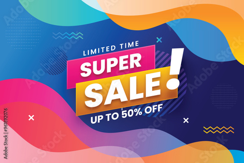 Super Sale Up To 50% Off. Flash sale banner, special offer and sale.