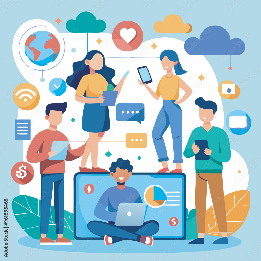 people using online social media vector illustration people using online social media vector illustration