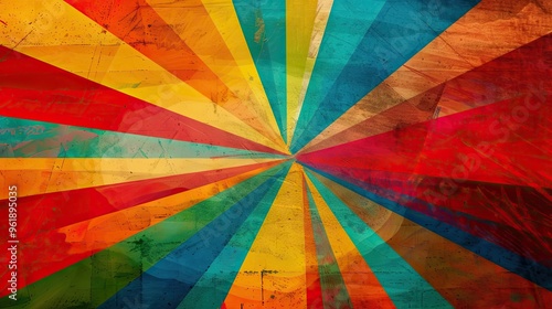 Abstract starburst pattern with vivid hues and jagged lines in this Fauvist backdrop