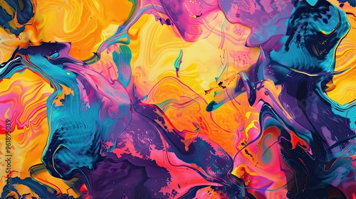 Fauvist backdrop with dynamic swirling shapes and intense luminous colors