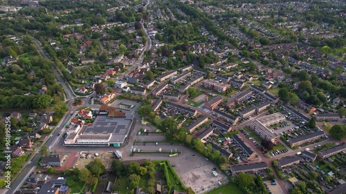 Aerial panorama around the city Paterswolde in the Netherlands on a sunny afternoon in summer photo