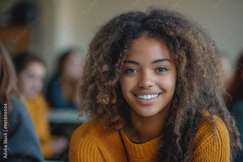 Student smiling in classroom capturing joy and enthusiasm for learning, perfect for educational resources, advertisements, and school promotions Student smiling in classroom capturing joy and enthusiasm for learning, perfect for educational resources, advertisements, and school promotions
