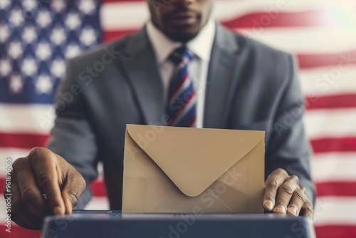 voter putting envelope in ballot