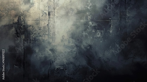 Deep shadowy hues and aged metallic textures with eerie mist in Gothic-style background