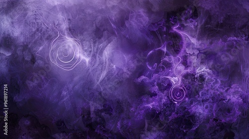 Wallpaper with gothic colors mist and faint glowing symbols in the background