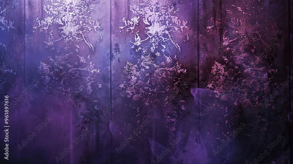 Rusted metallic gothic backdrop with purple light and ethereal mist Rusted metallic gothic backdrop with purple light and ethereal mist
