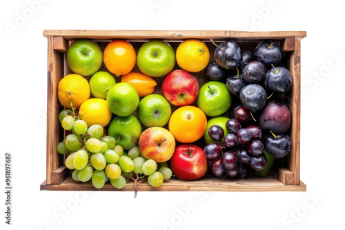 Fruit Wooden Box Mockup Isolated on Transparent Background