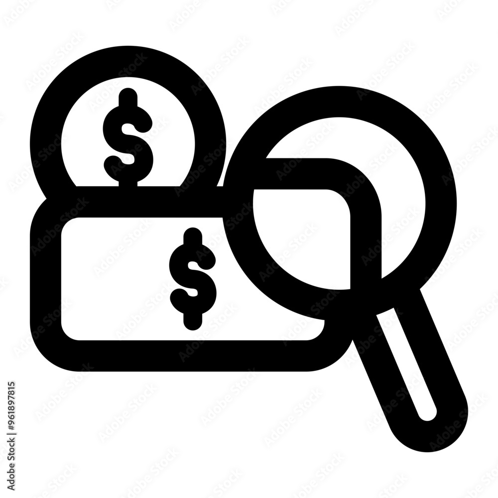 Looking for Money Icon Outline Style Looking for Money Icon Outline Style