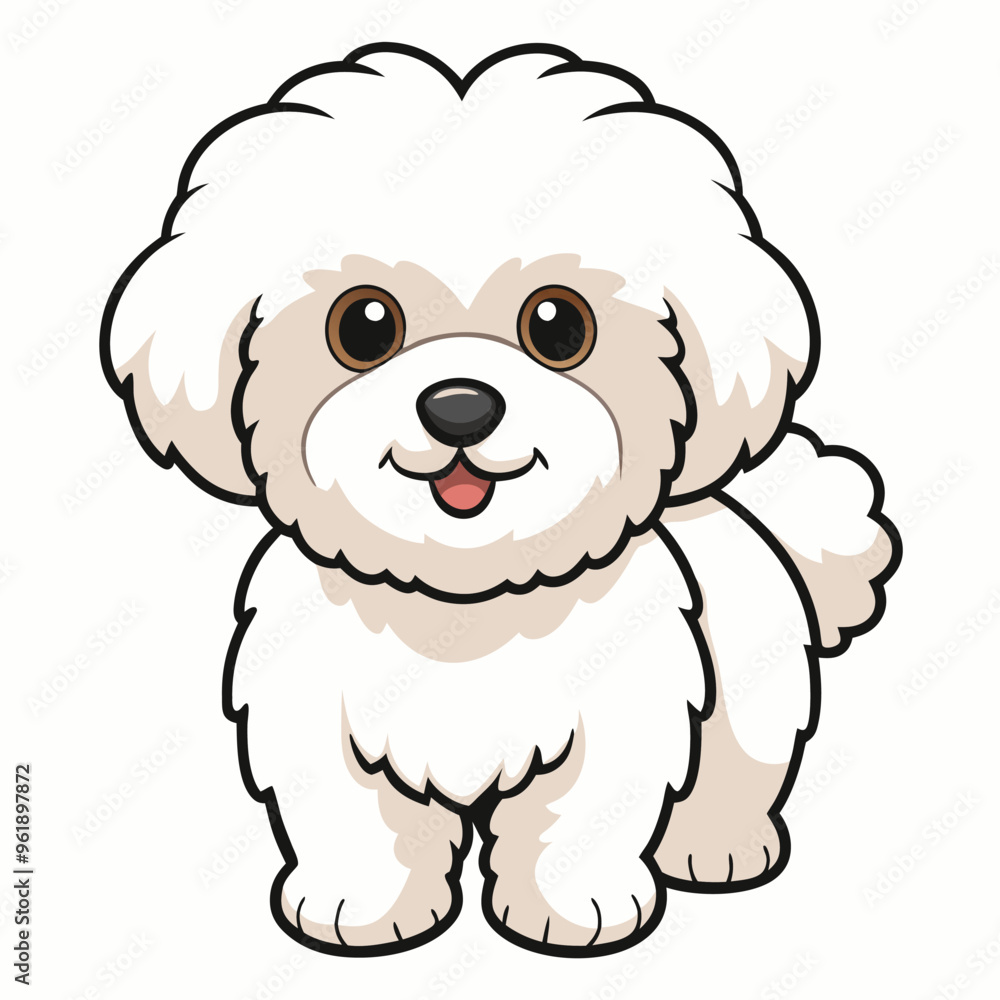 Fototapeta premium Cute Bichon Fris Dog Cartoon Illustration Artwork