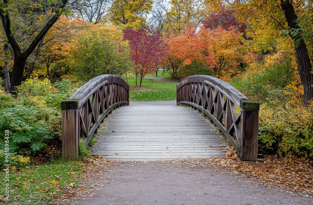 Wooden Bridge in a Fall Forest - Nature Photography Wooden Bridge in a Fall Forest - Nature Photography