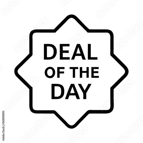 Deal of the day badge icon in black line art, minimalist design