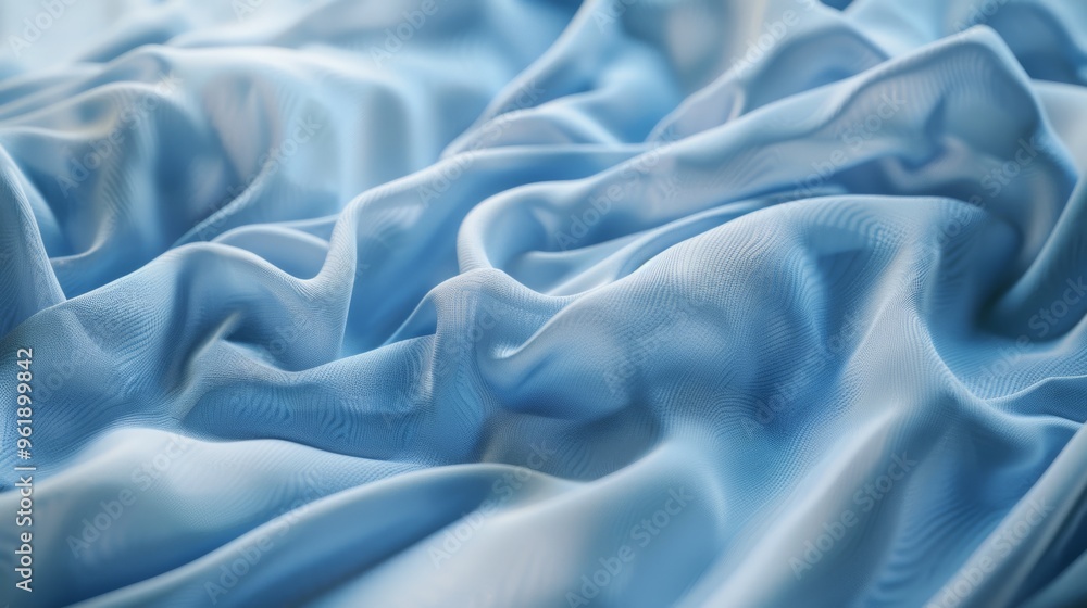 Obraz premium Soft folds of light blue fabric create a serene and elegant texture, reminiscent of gentle waves or silk drapery.