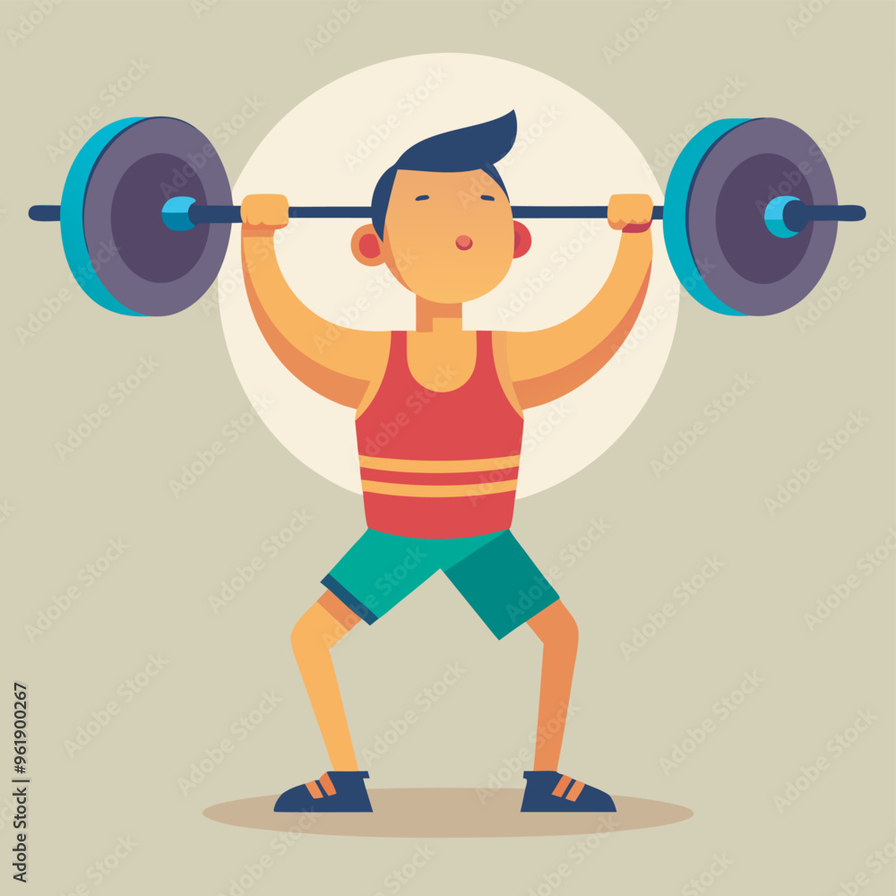 Obraz premium weight lifting sports gym training flat vector illustration design