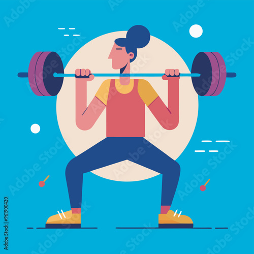 weight lifting sports gym training flat vector illustration design