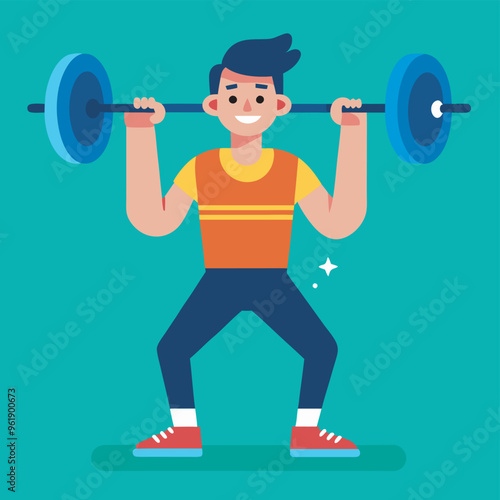 weight lifting sports gym training flat vector illustration design