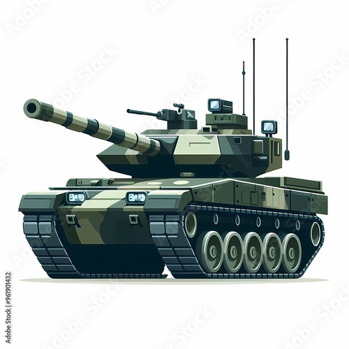 Battle Tank vector illustration isolated on a white background military vehicle