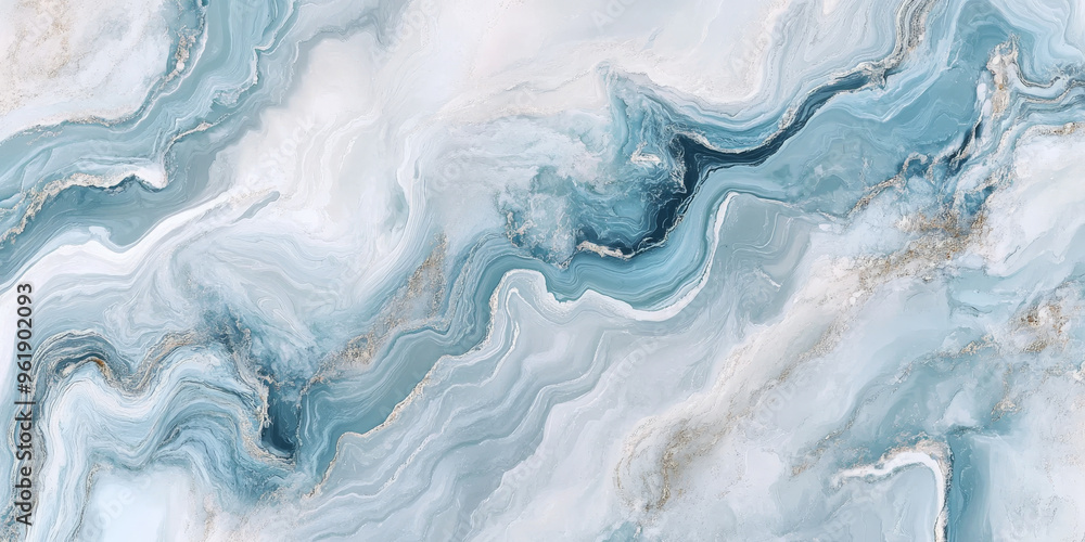 A light and airy marble texture with soft blue, white, and gray swirls, accented by delicate silver veins. A light and airy marble texture with soft blue, white, and gray swirls, accented by delicate silver veins.