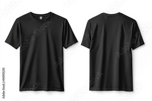 Black Tshirt Mockup Front and Back Isolated created with Generative AI