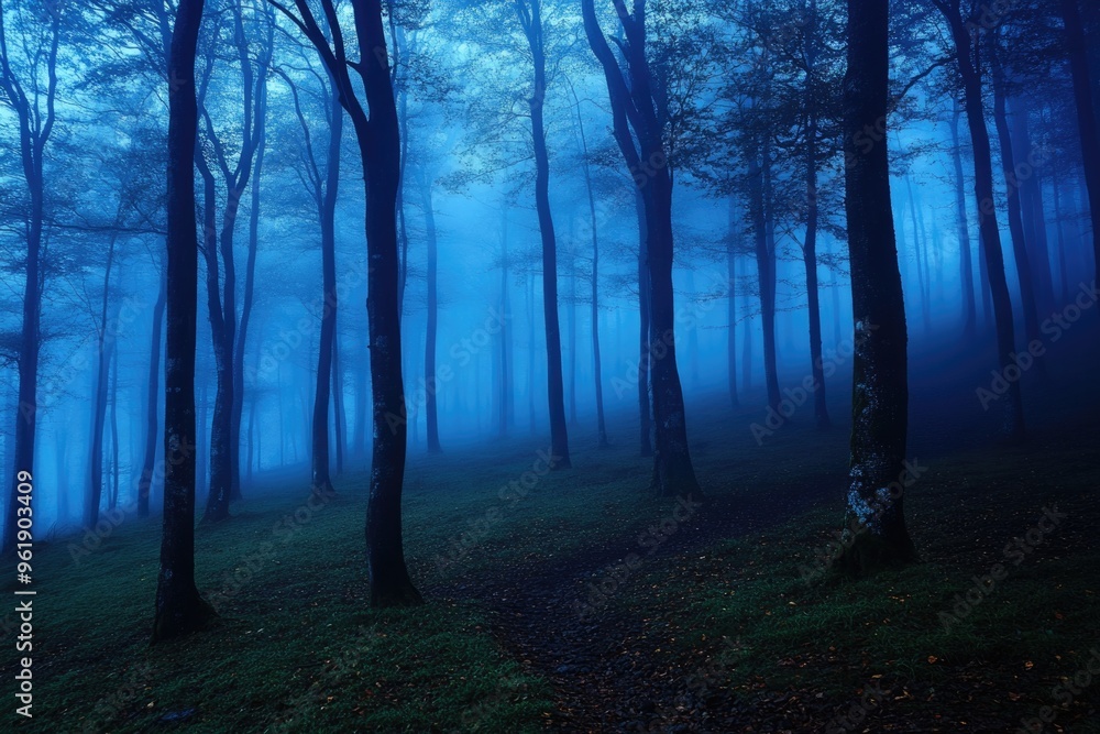 A forest with trees and a path A forest with trees and a path