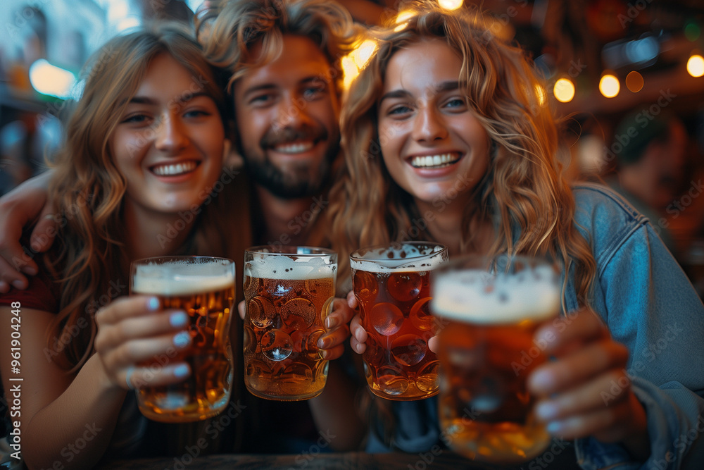Octoberfest concept. Group of friends drinking beer. Octoberfest concept. Group of friends drinking beer.