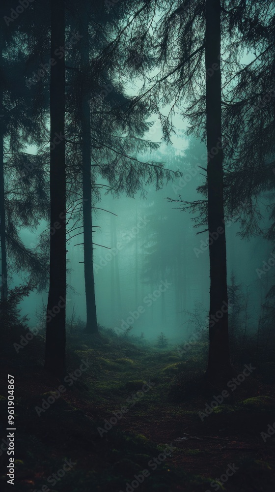 A forest with trees in the background and a path in the foreground A forest with trees in the background and a path in the foreground