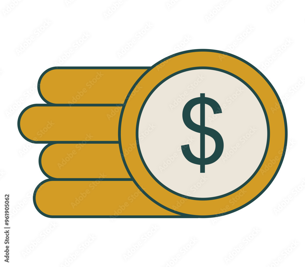 Dollar Coint Icon Flat Style Illustration Dollar Coint Icon Flat Style Illustration