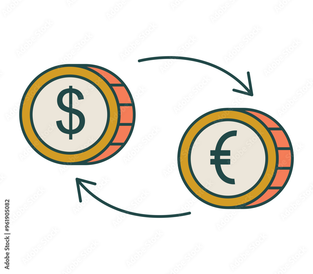 Excgane Finance Icon Flat Style Illustration