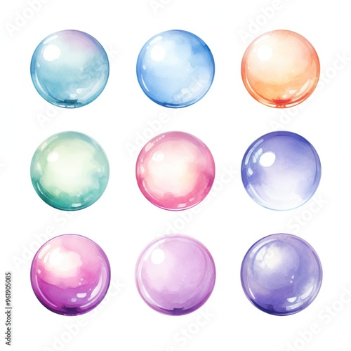 Colorful, glossy spheres in various shades, perfect for backgrounds or design elements. Ideal for creative projects.