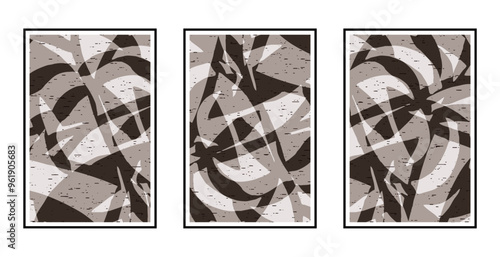Set of 3 Abstract pattern. Illustration for printing on wall decorations. For use in graphics.