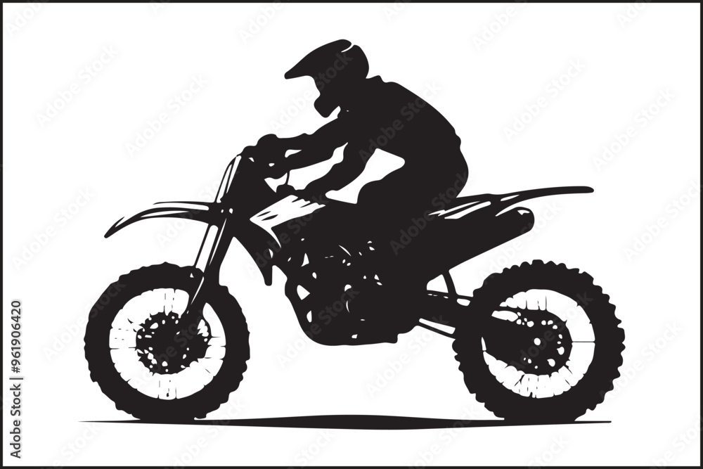 Motocross Jump: Silhouette of a Rider in Action Motocross Jump: Silhouette of a Rider in Action