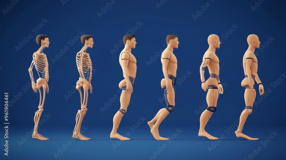 Modren Human Illustration of human evolution from skeleton to modern figure ...