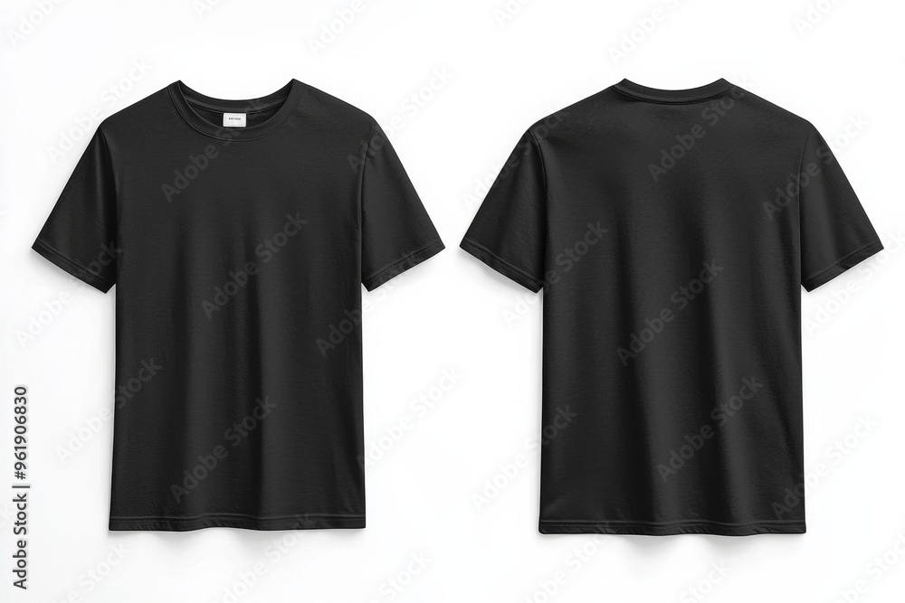 Black Tshirt Mockup Front and Back Isolated created with Generative AI Black Tshirt Mockup Front and Back Isolated created with Generative AI