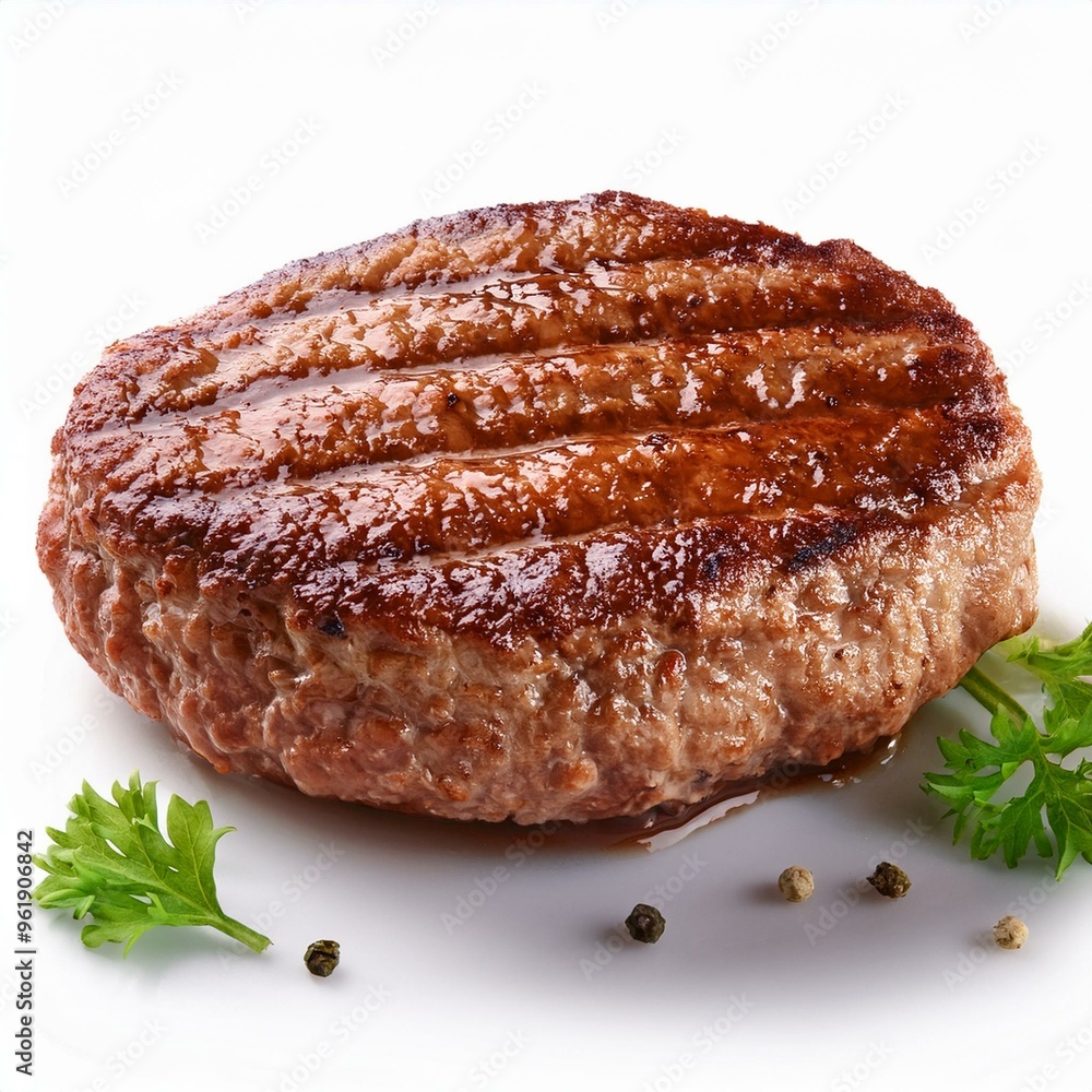 grilled hamburger meat isolated on white background grilled hamburger meat isolated on white background
