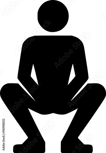 Minimalist Squatting Pose Design Element for Fitness and Lifestyle Projects