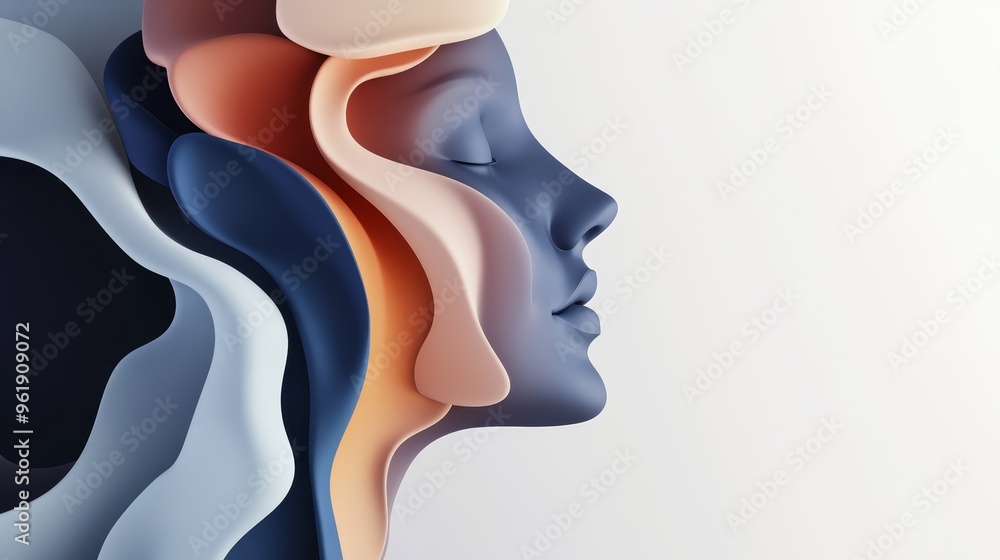 A stylized profile line art with soothing colors, representing artistic expression and modern design in a minimalist style. A stylized profile line art with soothing colors, representing artistic expression and modern design in a minimalist style.