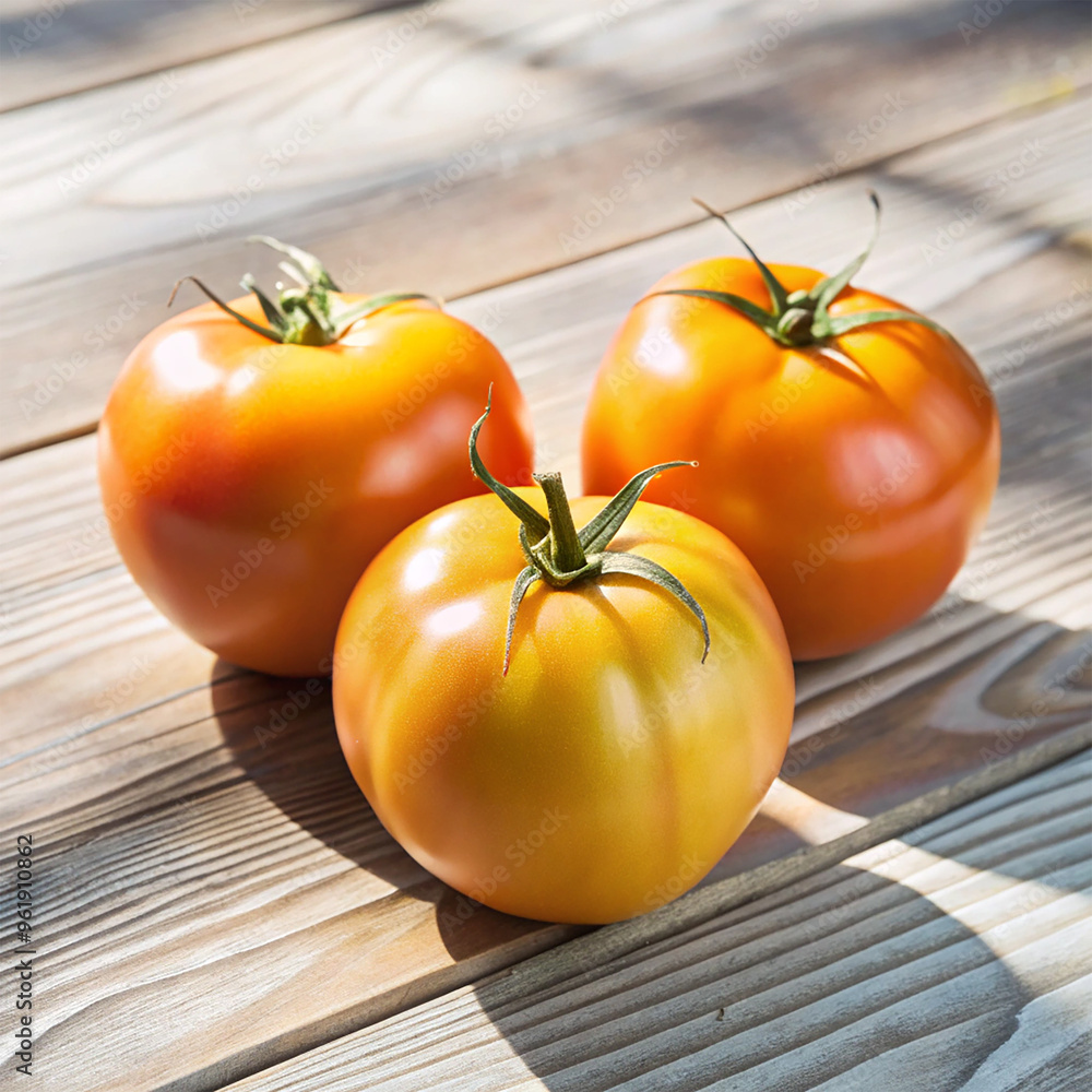 Fresh organic cherry tomatoes shot on rustic wooden table