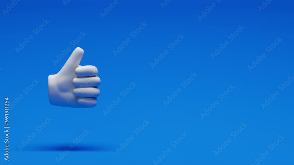 Looping THUMB UP Hand Floating Over Blue Background Looping THUMB UP Hand Floating Over Blue Background