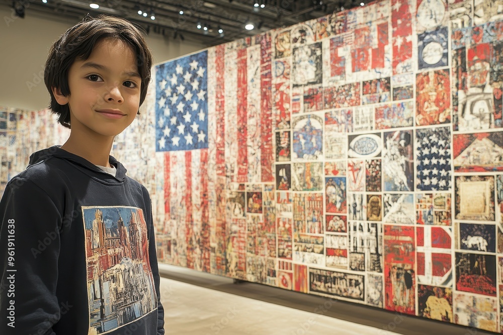 A young artist standing in front