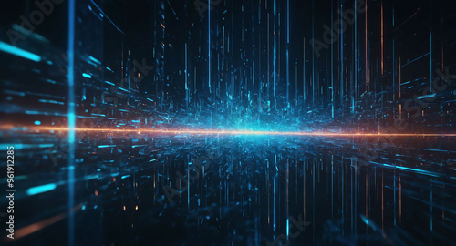 Blue holographic interface glowing abstract background