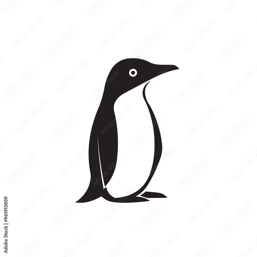 Fototapeta premium Penguin in cartoon, doodle style . Image for t-shirt, web, mobile apps and ui. Isolated 2d vector illustration in logo, icon, sketch style, Eps 10, black and white. AI Generative