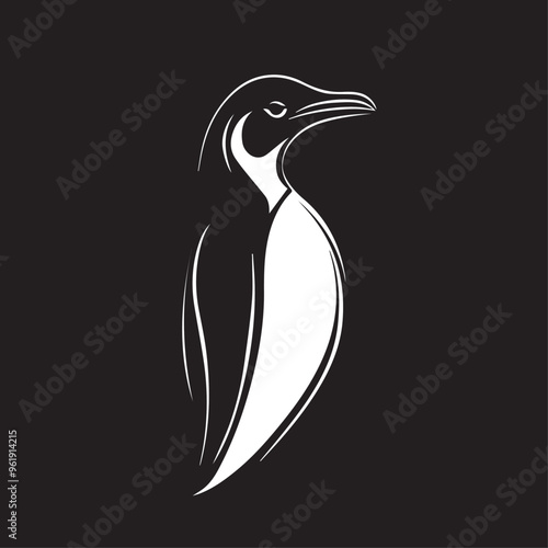 Penguin in cartoon, doodle style . Image for t-shirt, web, mobile apps and ui. Isolated 2d vector illustration in logo, icon, sketch style, Eps 10, black and white. AI Generative photo