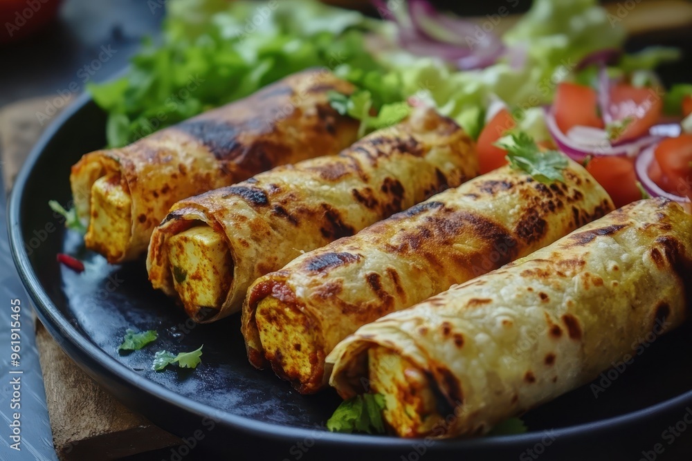 Paneer wraps with salad Paneer wraps with salad