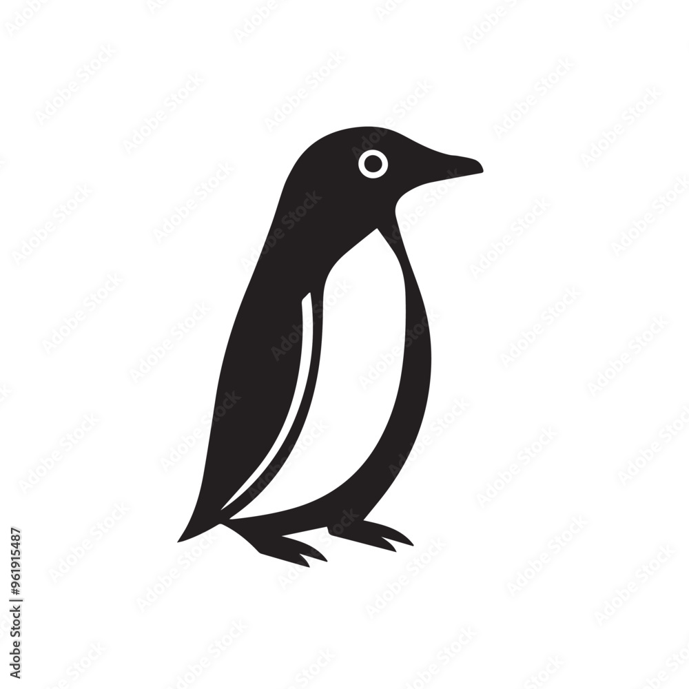Obraz premium Penguin in cartoon, doodle style . Image for t-shirt, web, mobile apps and ui. Isolated 2d vector illustration in logo, icon, sketch style, Eps 10, black and white. AI Generative