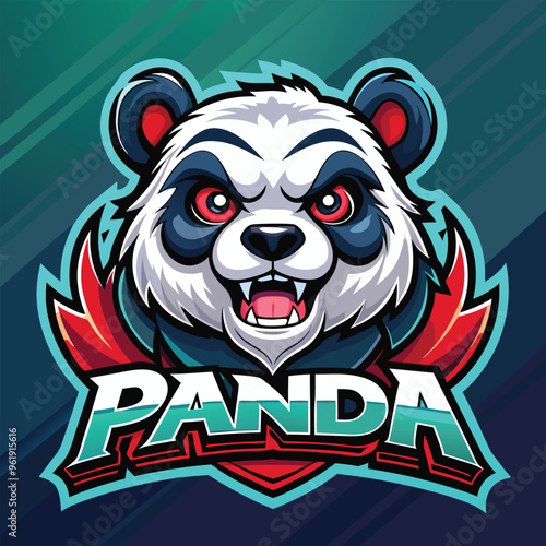 Panda mascot logo icon vector design with text panda
