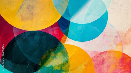A colorful abstract artwork featuring overlapping circles in vibrant hues, evoking a sense of creativity and modern art.