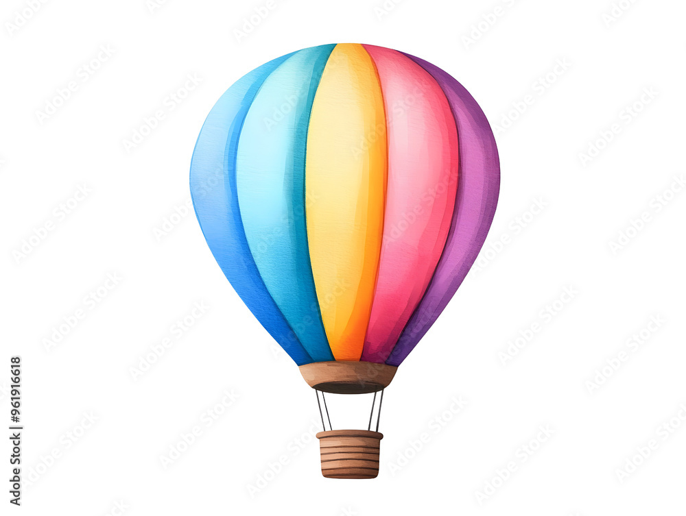 Naklejka premium Colorful Watercolor Hot Air Balloon Illustration