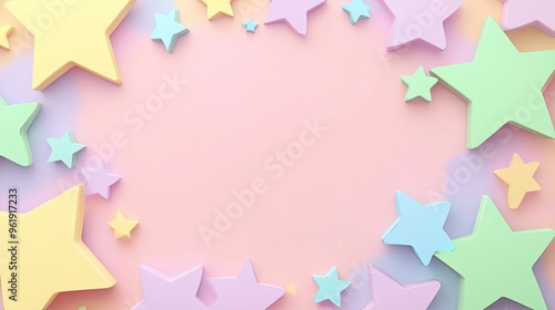 Pastel 3d star frame background. Star background